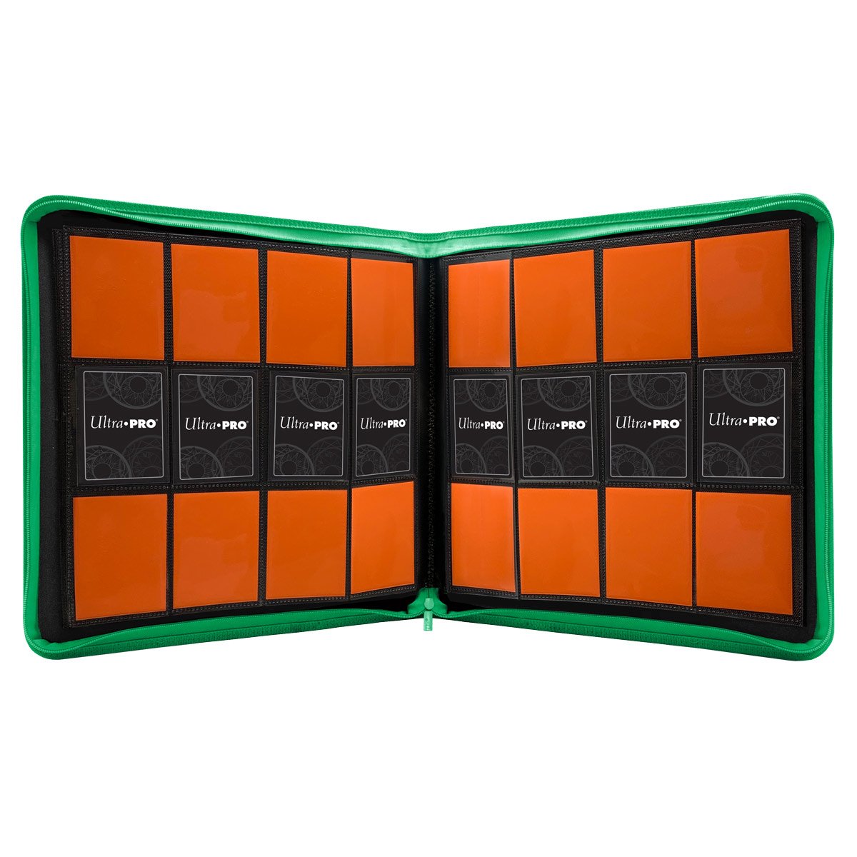 Ultra Pro 12-Pocket Zippered PRO-Binder – Green | Holds 480 Cards | Side-Loading Pockets | Acid-Free & Non-PVC | Trading Card Storage Album