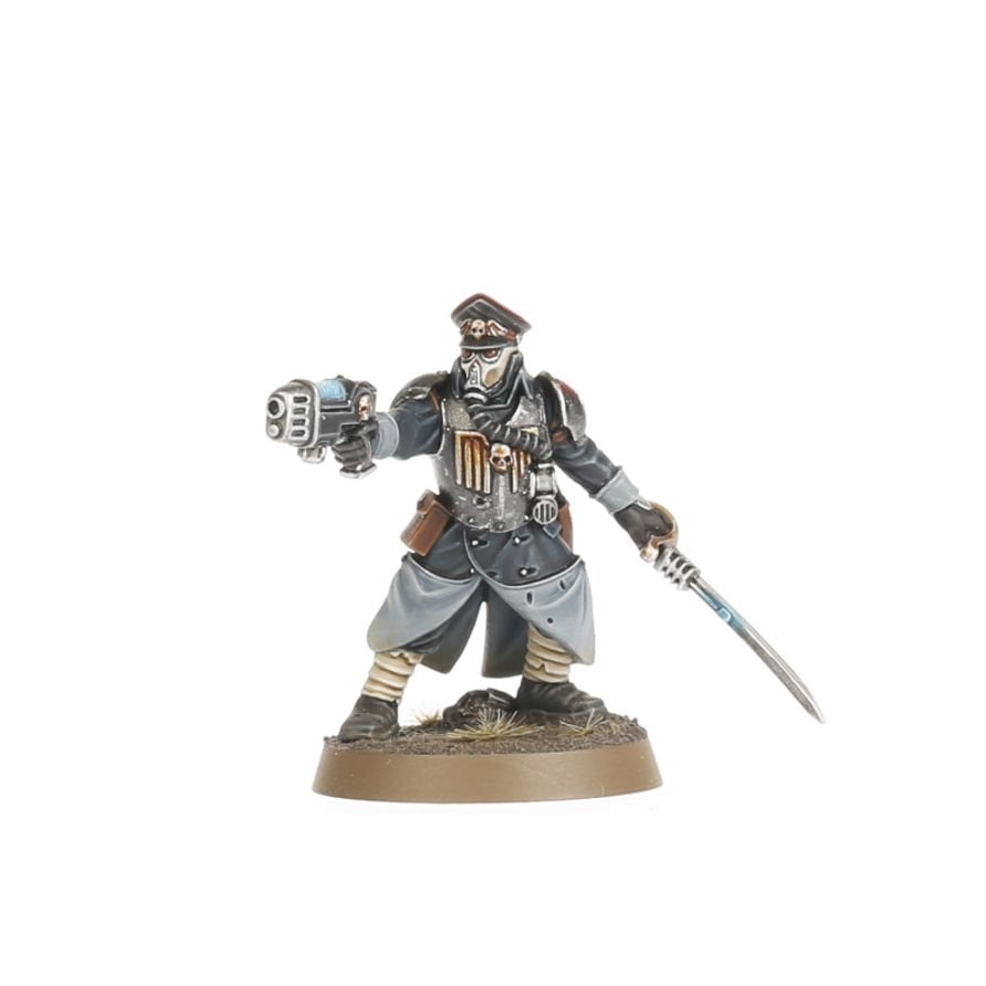 Warhammer 40K Astra Militarum Krieg Command Squad Miniatures Kit – Lord Commissar & Veteran Krieg Guardsmen – 7 Plastic Figures with Custom Weapon Options for Warhammer 40,000