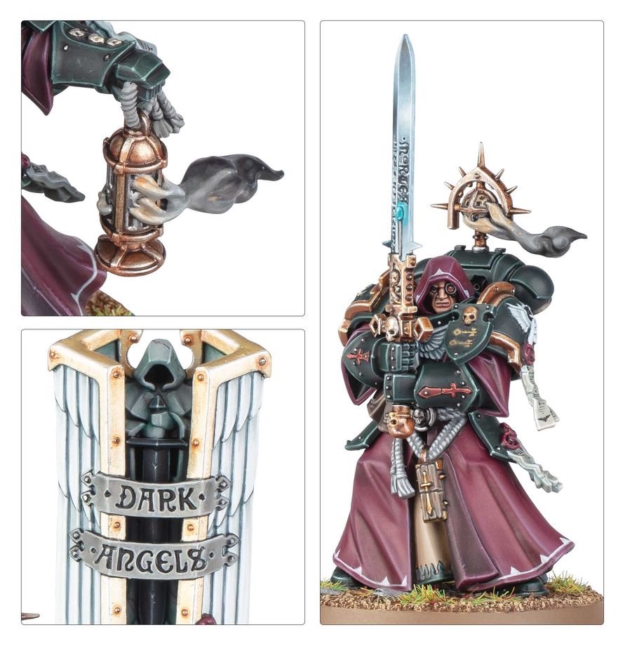 Warhammer 40K Dark Angels Inner Circle Companions – 3 Elite Melee Veterans Miniatures with Calibanite Greatswords, Customizable Poses & Transfer Sheet