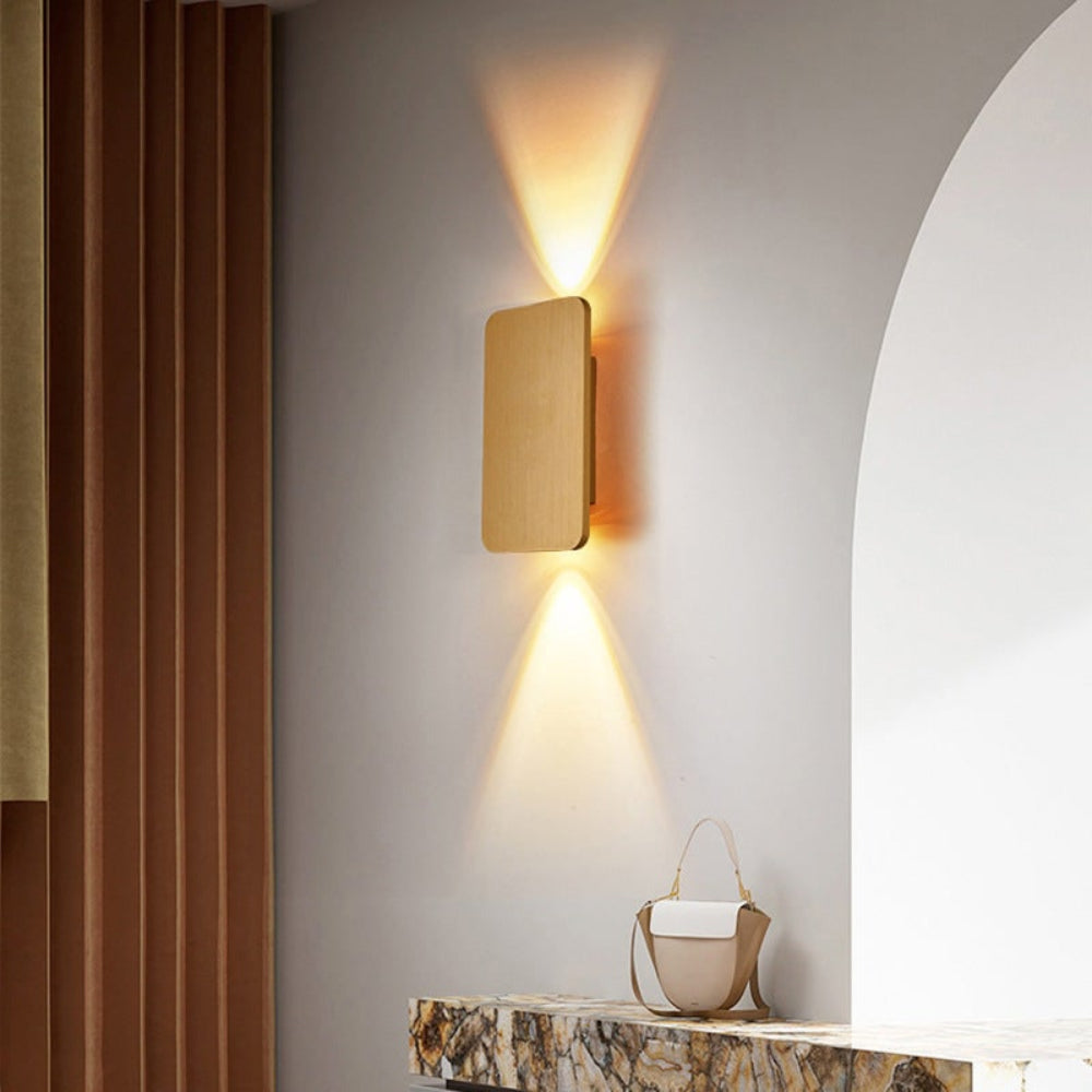 Square Wall Lamp with Geometric Design and Metal Construction, Multiple Finishes