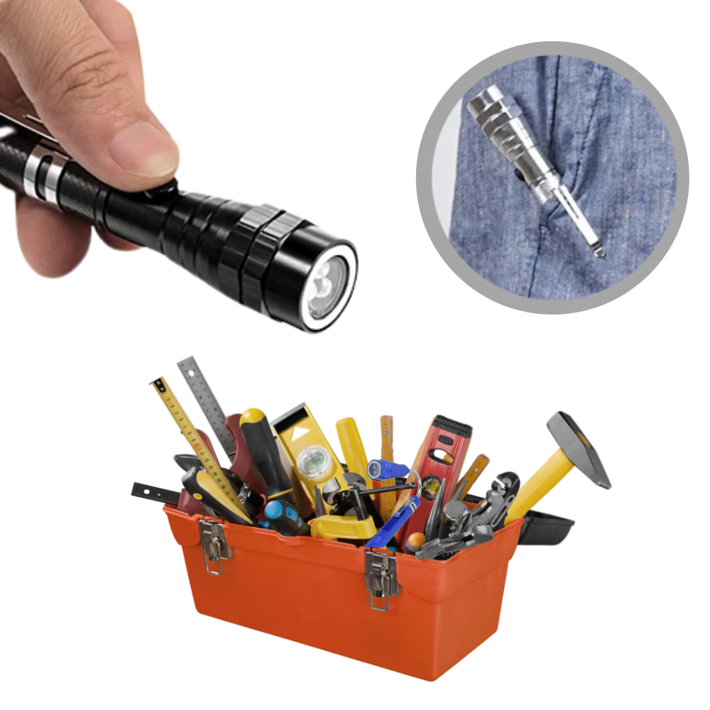 Telescopic magnetic LED flashlight