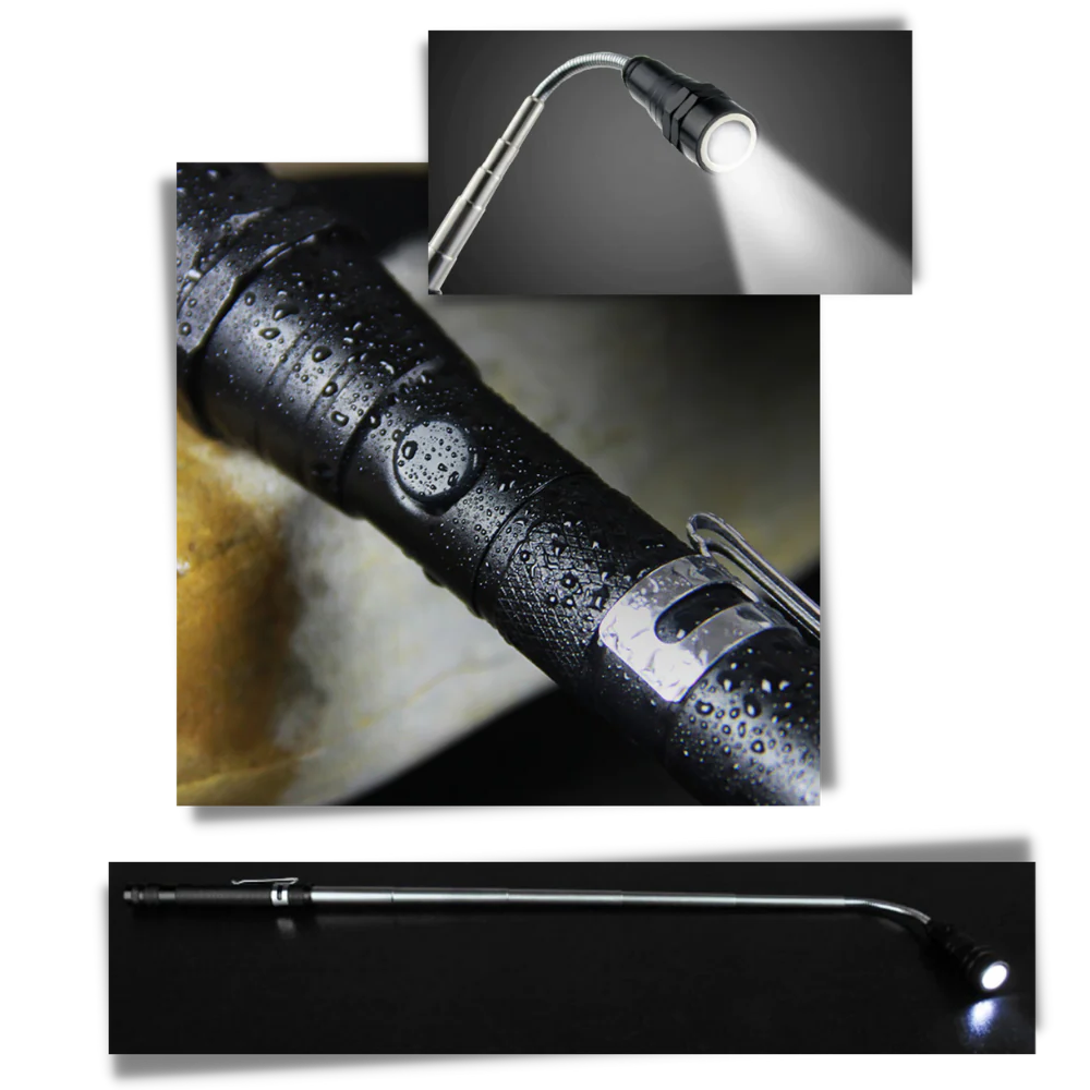 Telescopic magnetic LED flashlight