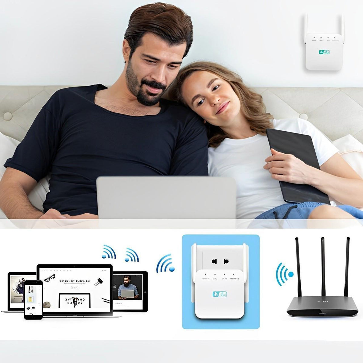 WiFi Repeater with Wall Penetrating Antenna and Multi-Device Support