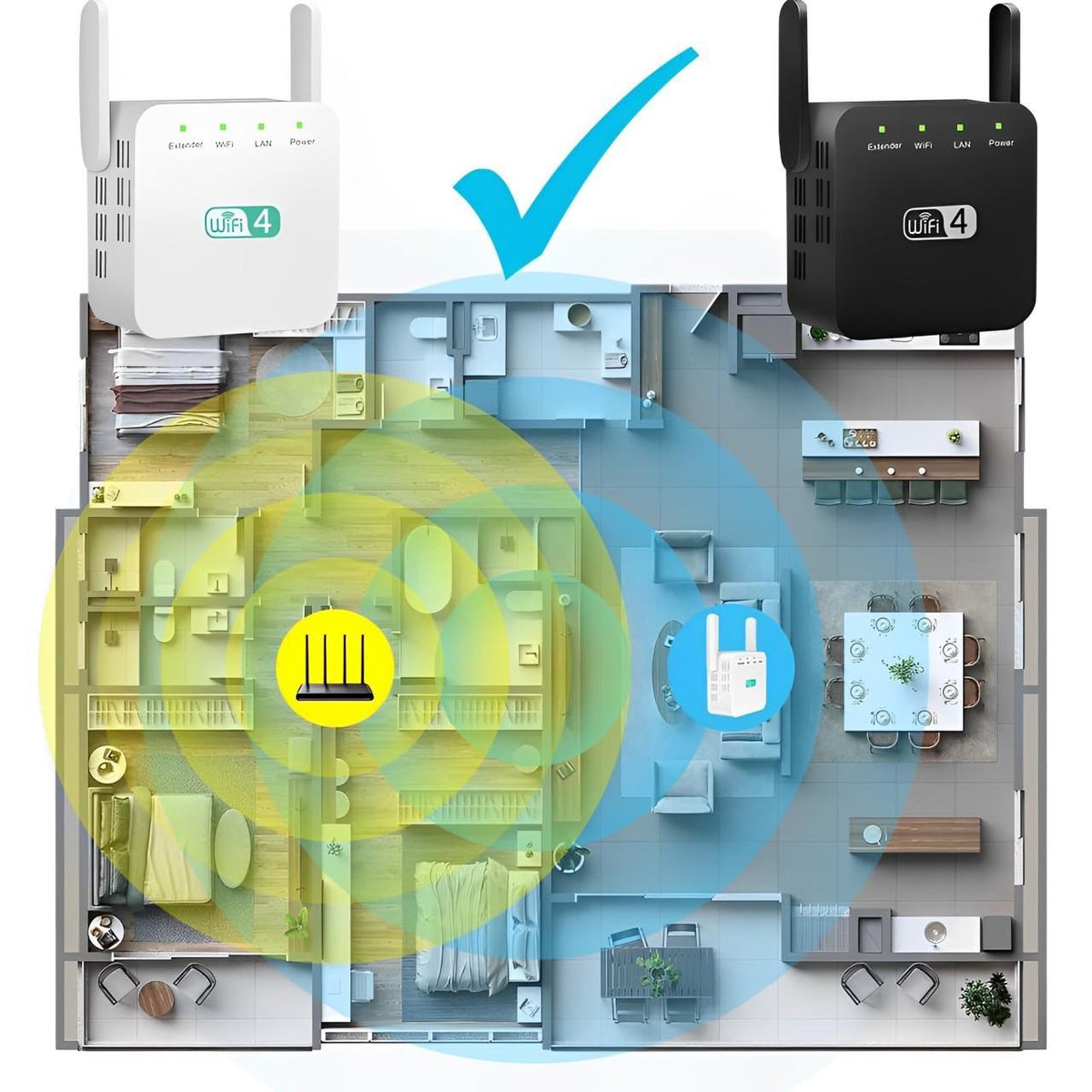 WiFi Repeater with Wall Penetrating Antenna and Multi-Device Support