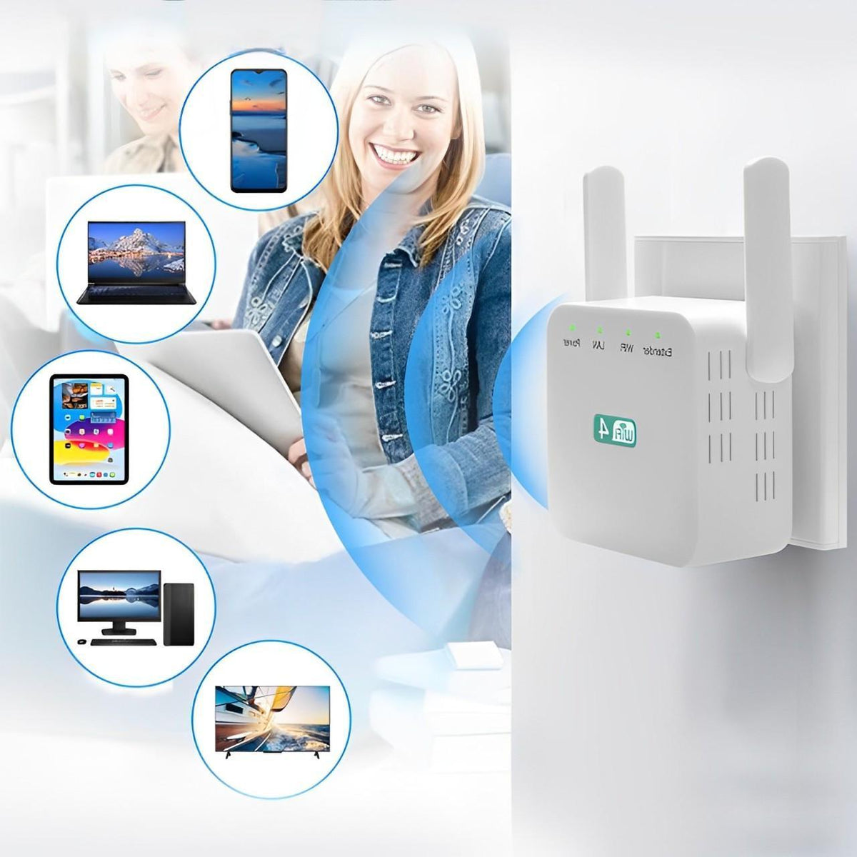 WiFi Repeater with Wall Penetrating Antenna and Multi-Device Support