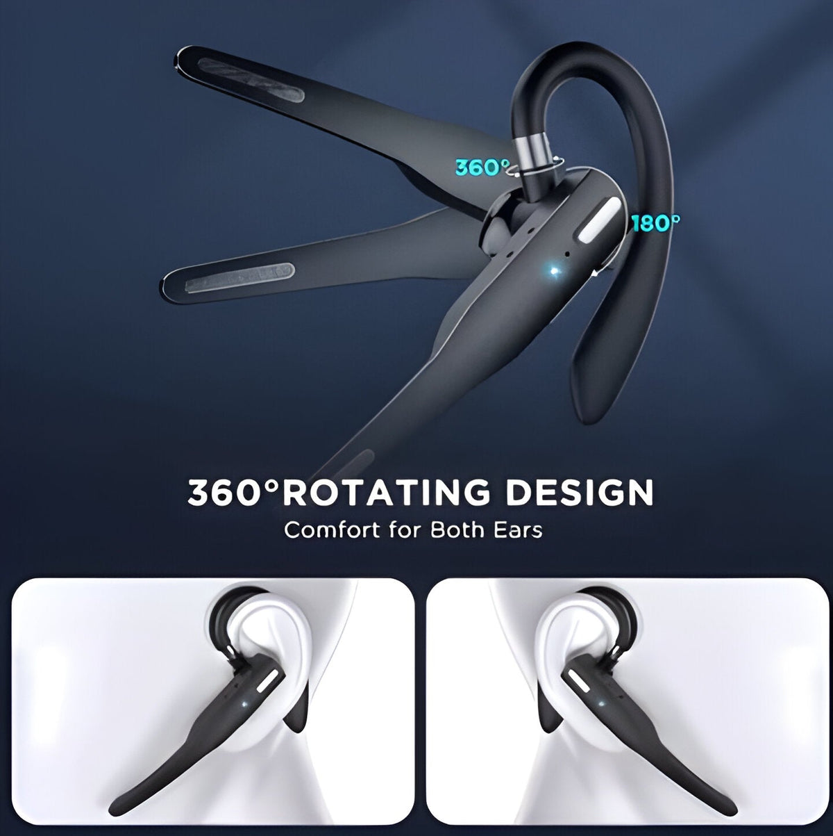 Wireless Dual-Mic Bluetooth Headset for Hands-Free Calling