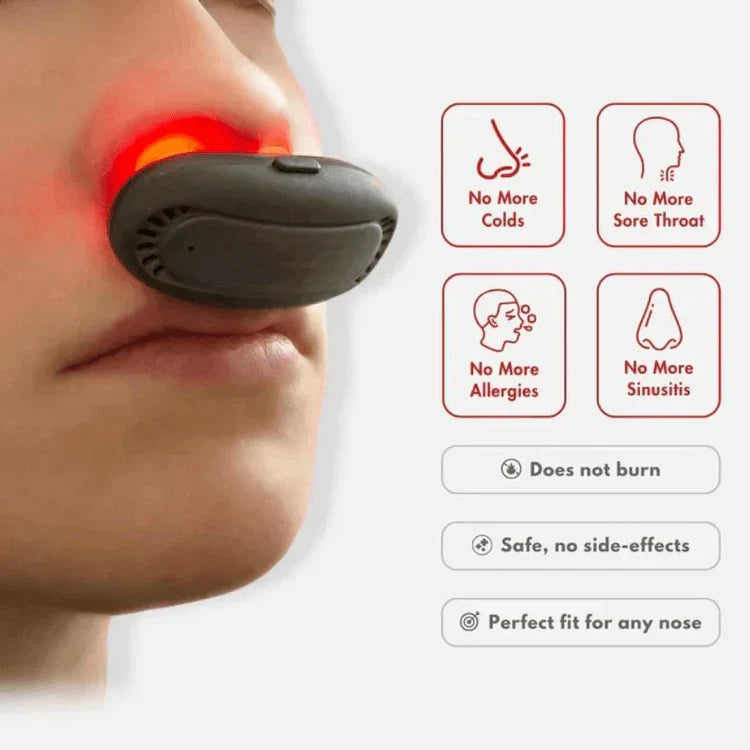 Red Light Nasal Therapy Device with Rechargeable Power and 10-Minute Sessions
