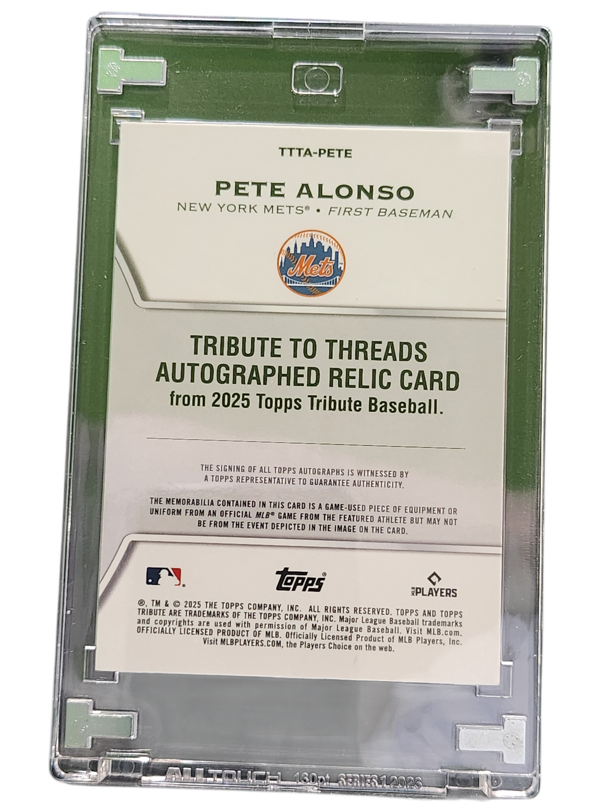 2025 Topps Tribute Tribute to Threads Pete Alonso #TTTA-PETE Auto Relic Game