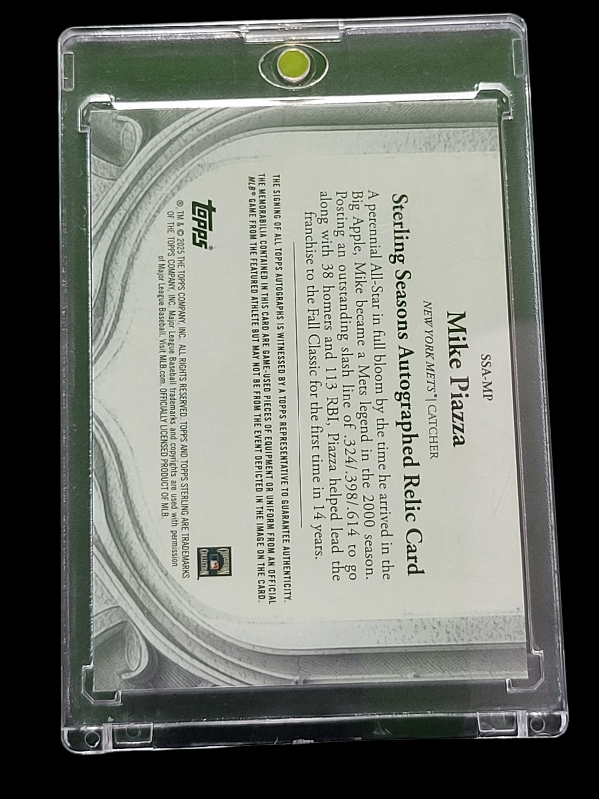 2023 Topps Sterling Auto Relic Card Mike Piazza #SSA-MP /25 -Used Jersey Relic