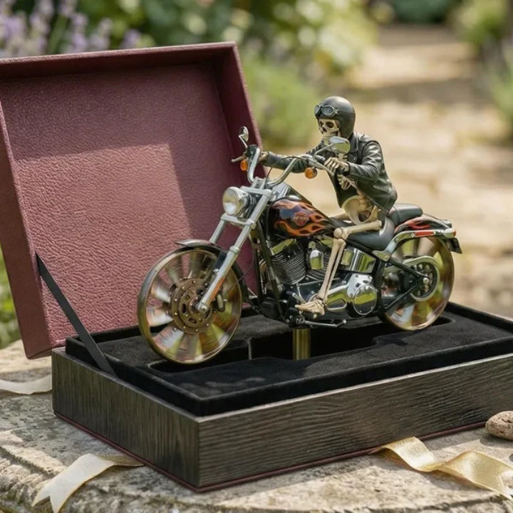 Skeleton Motorcycle Wind Spinner with Ground Stake for Gardens