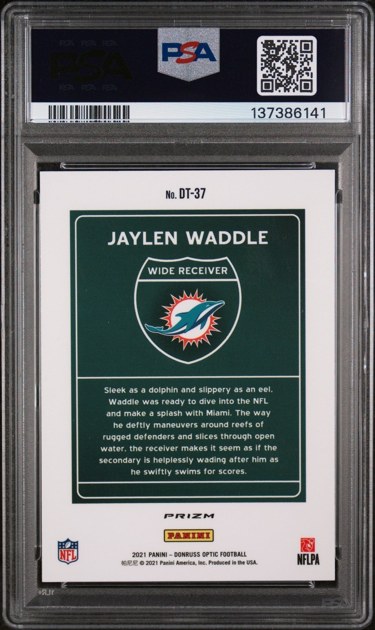 2021 Donruss Optic Downtown Jaylen Waddle #DT-37 PSA 9