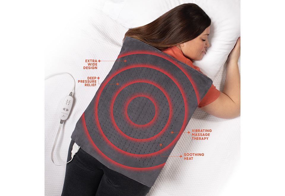 XXL Wide Calming Heat Massaging Weighted Heating Pad