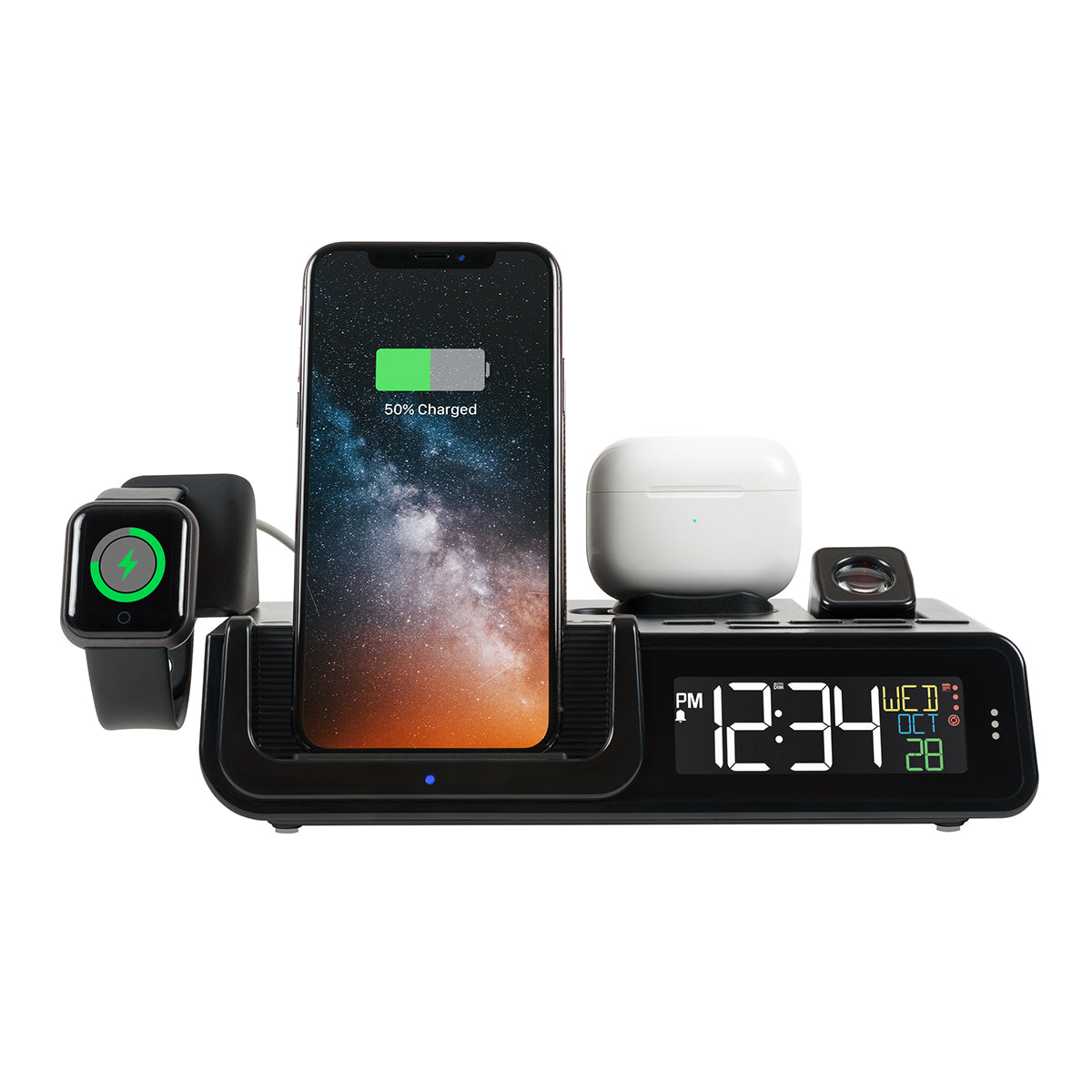 Projection Alarm Clock with Wireless Charging Station