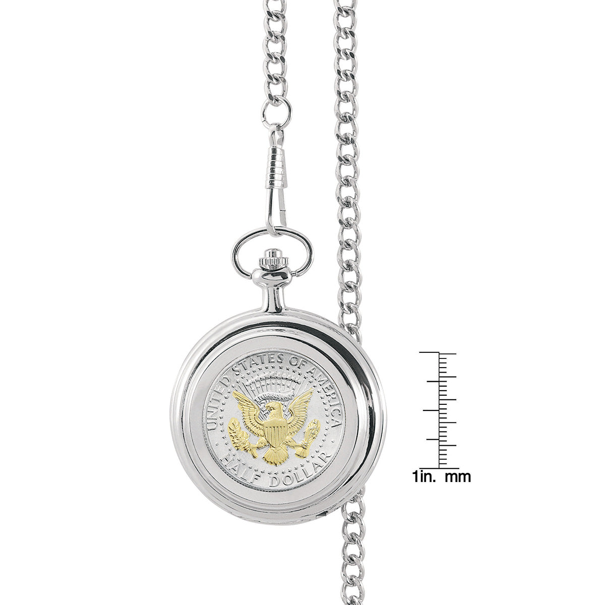 Selectively Gold-Layered Presidential Seal JFK Half Dollar Coin Pocket Watch