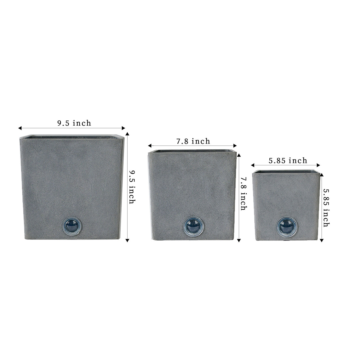 Self-Watering Square Pot System for Indoor Plants (Set of 3)
