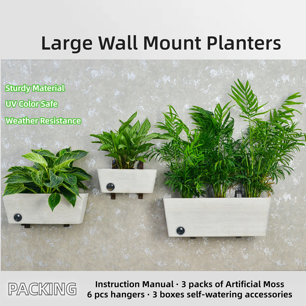 Wall Hanging Self-Watering Pot System for Indoor Plants (Set of 3)
