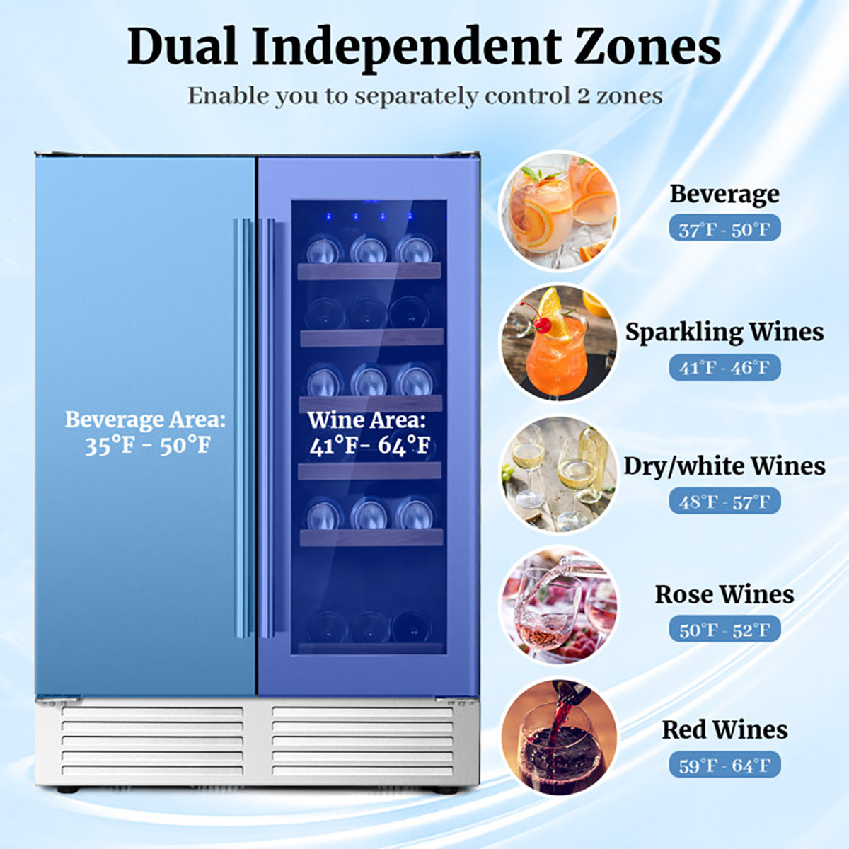2-in-1 Dual Zone Beverage and Wine Cooler