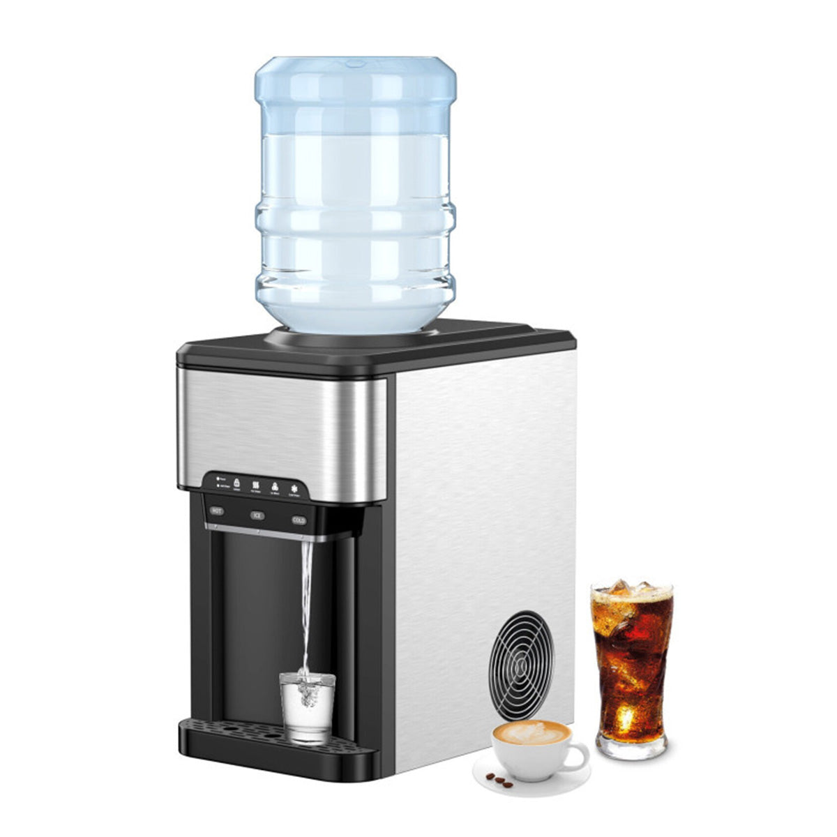 3-in-1 Water Cooler with Built-In Ice Maker