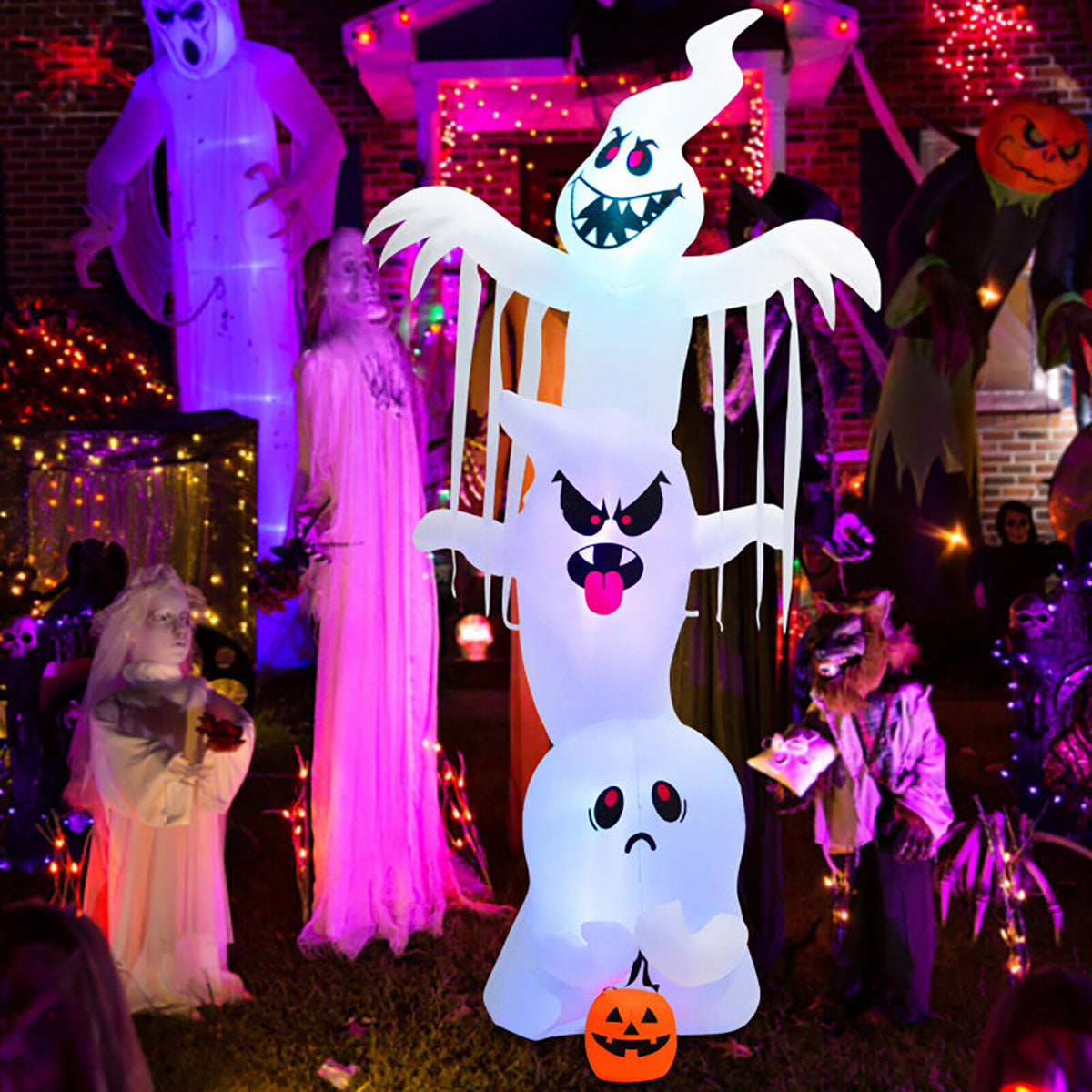 10' Inflatable Halloween Overlapping Ghosts