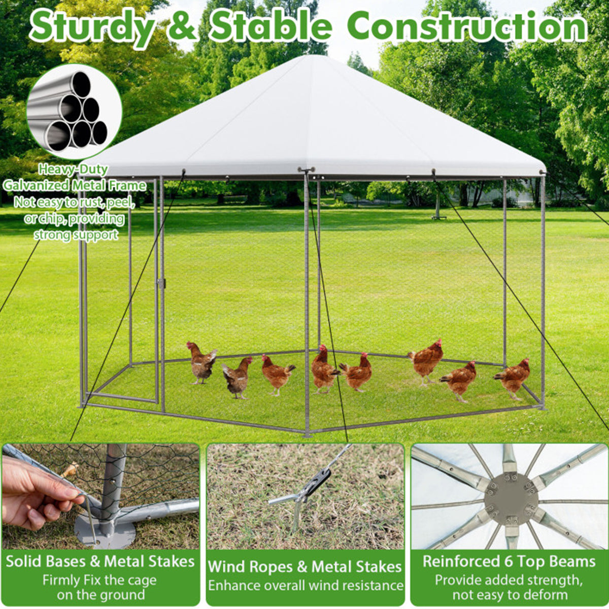 13' Wire Mesh Hexagonal Chicken Coop