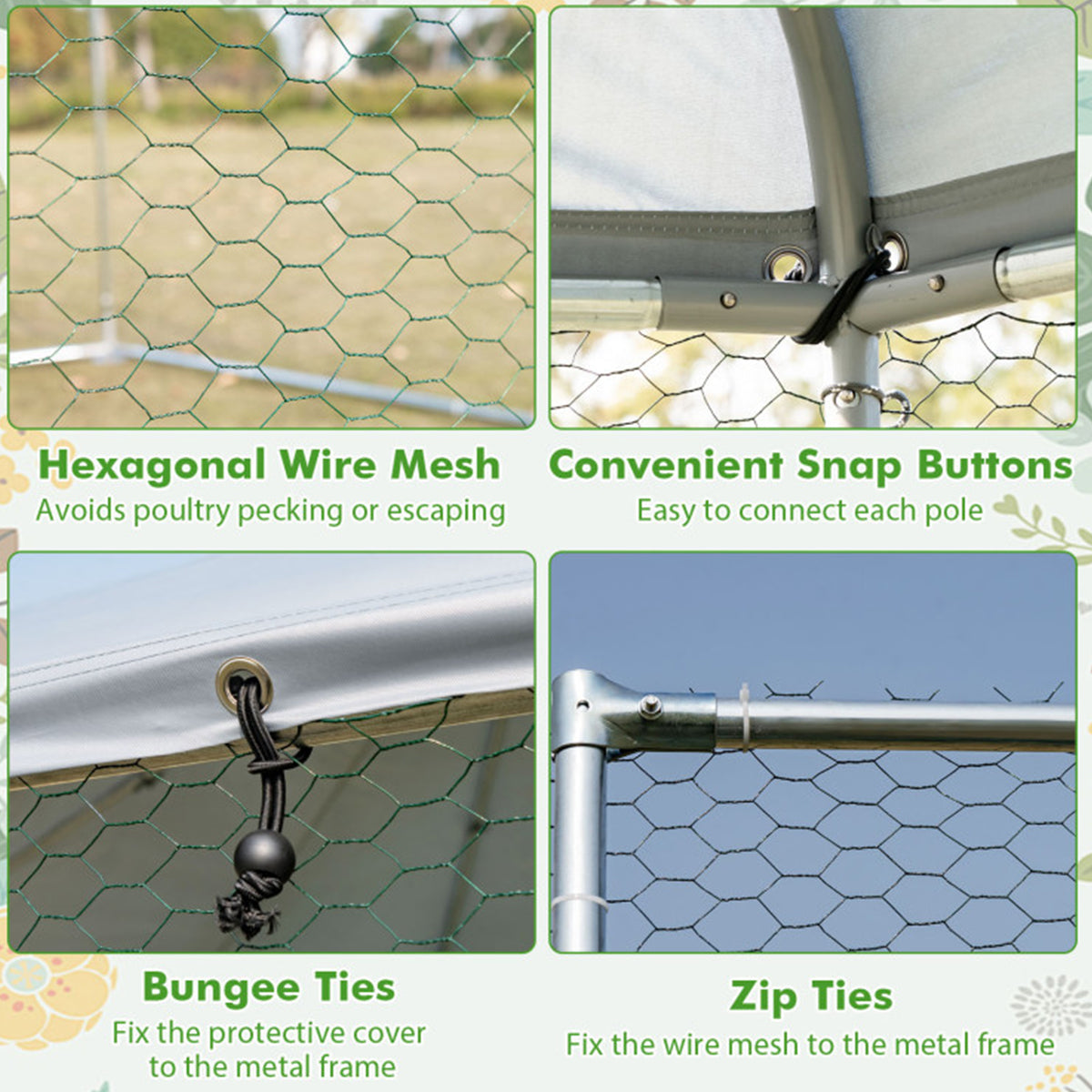 13' Wire Mesh Hexagonal Chicken Coop