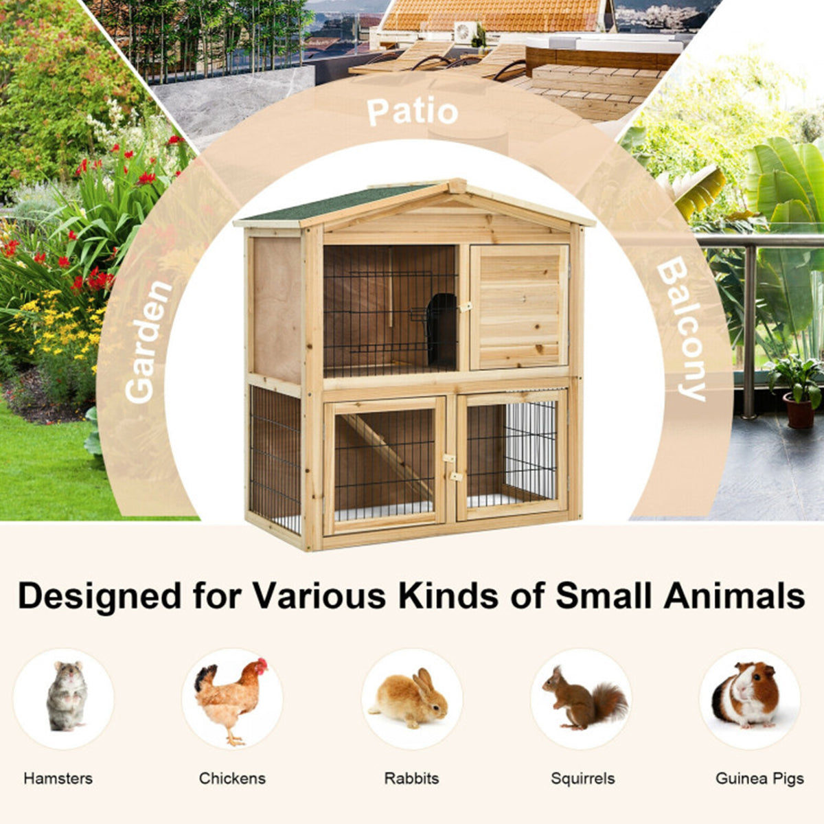 35'' Wooden Chicken Coop with Ramp