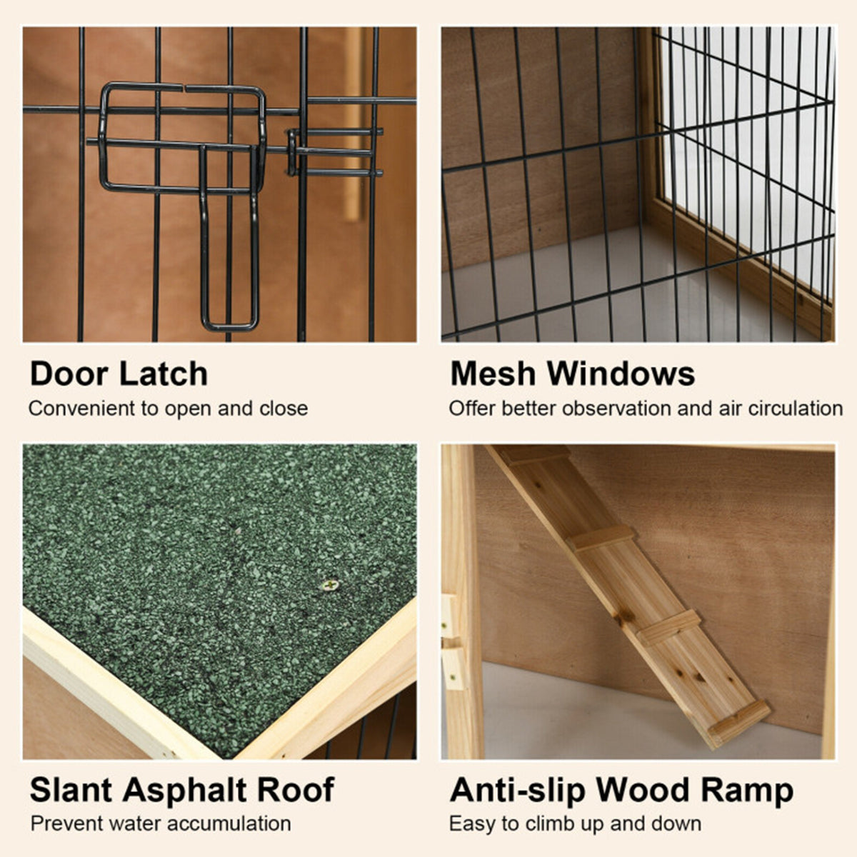 35'' Wooden Chicken Coop with Ramp