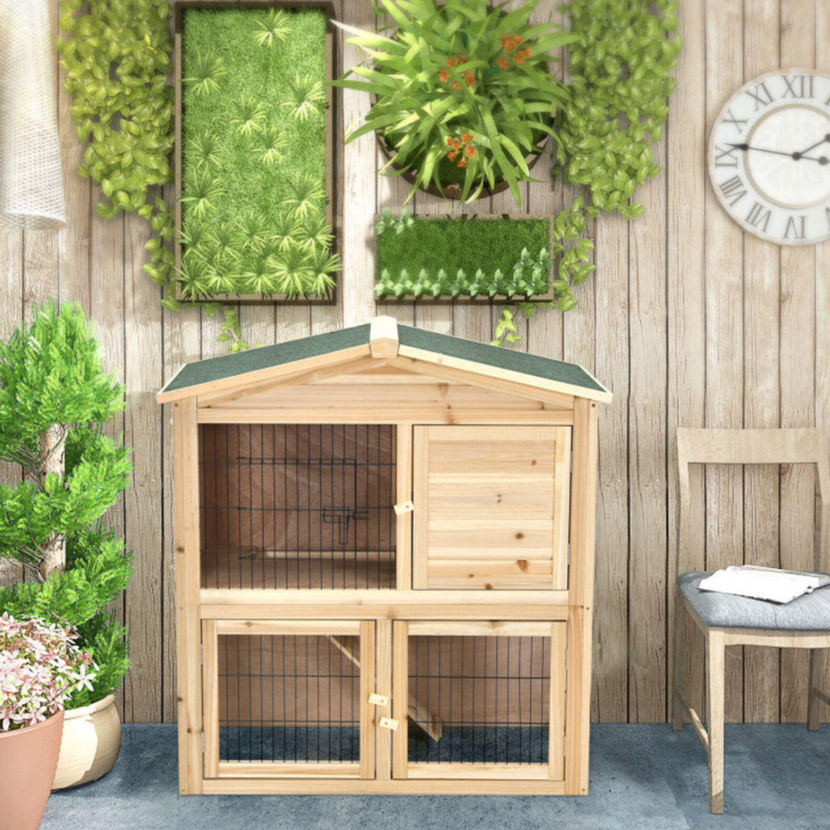 35'' Wooden Chicken Coop with Ramp