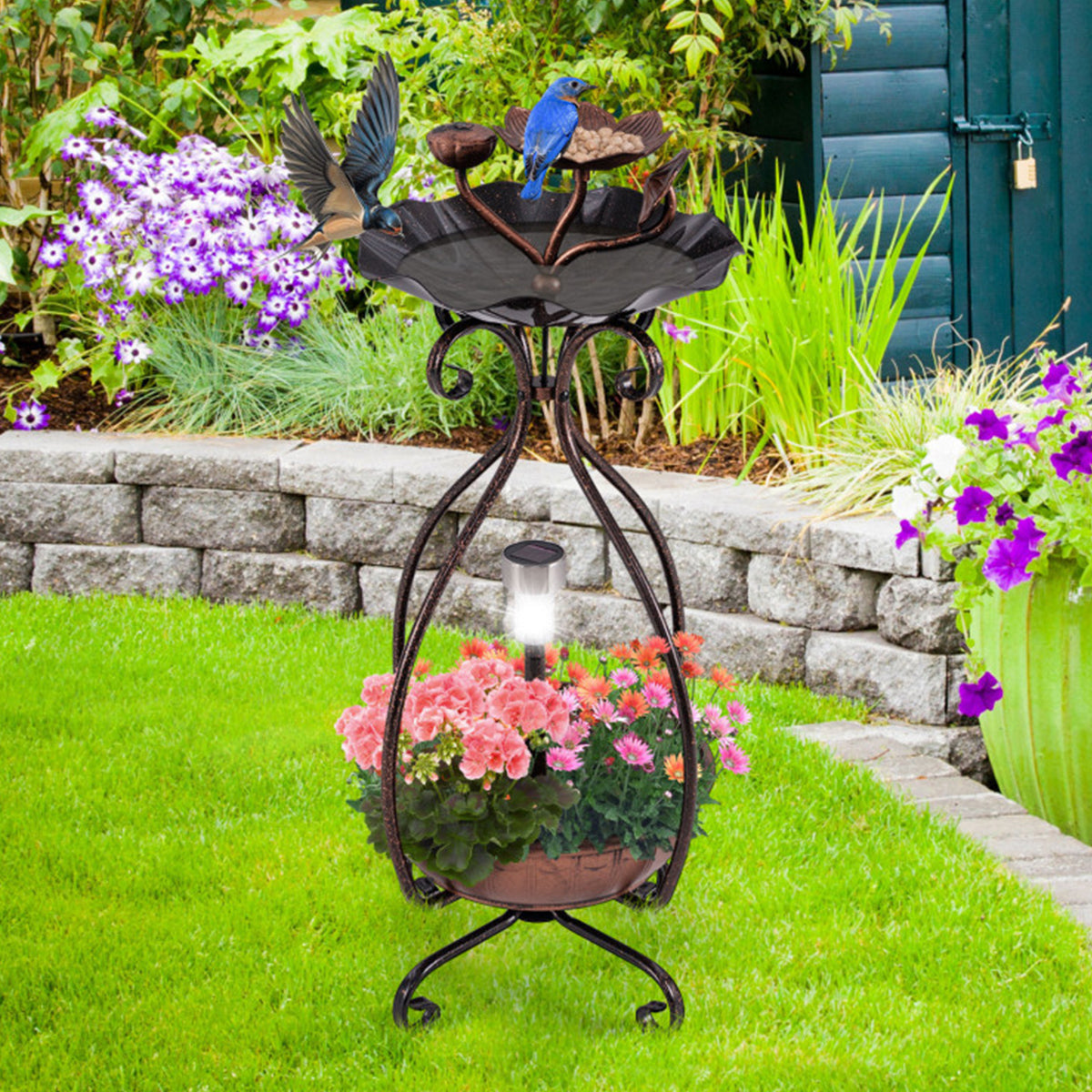 Solar Bird Bath Feeder and Planter