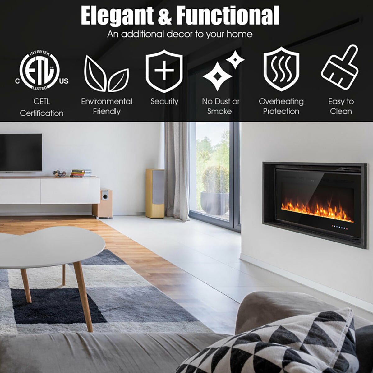 40'' Recessed Electric Fireplace