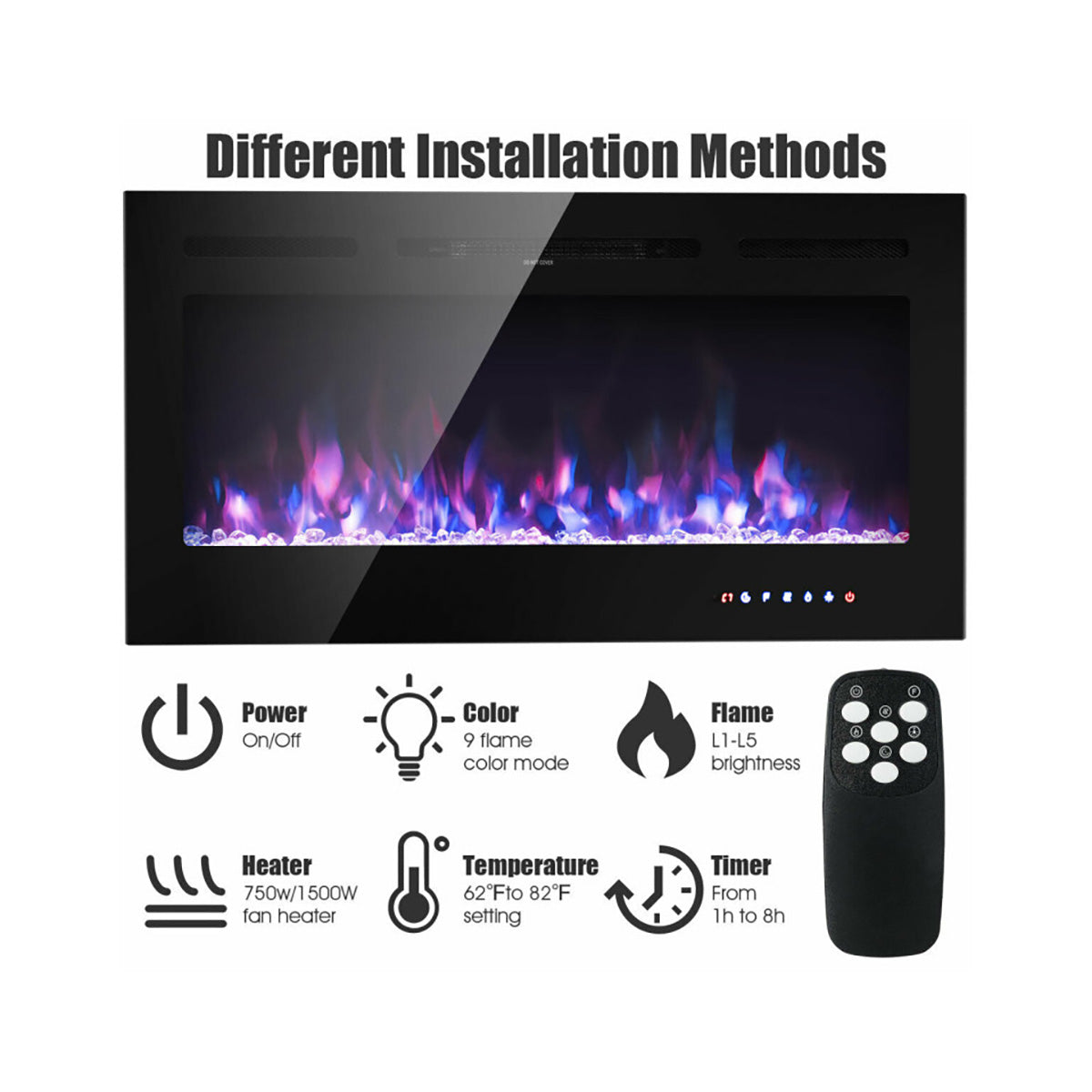 40'' Recessed Electric Fireplace