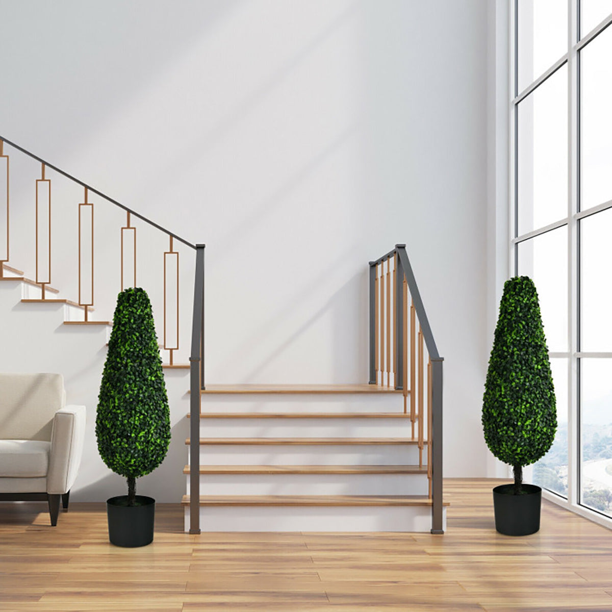 3' Artificial Boxwood Tower Topiary Trees (Set of 2)