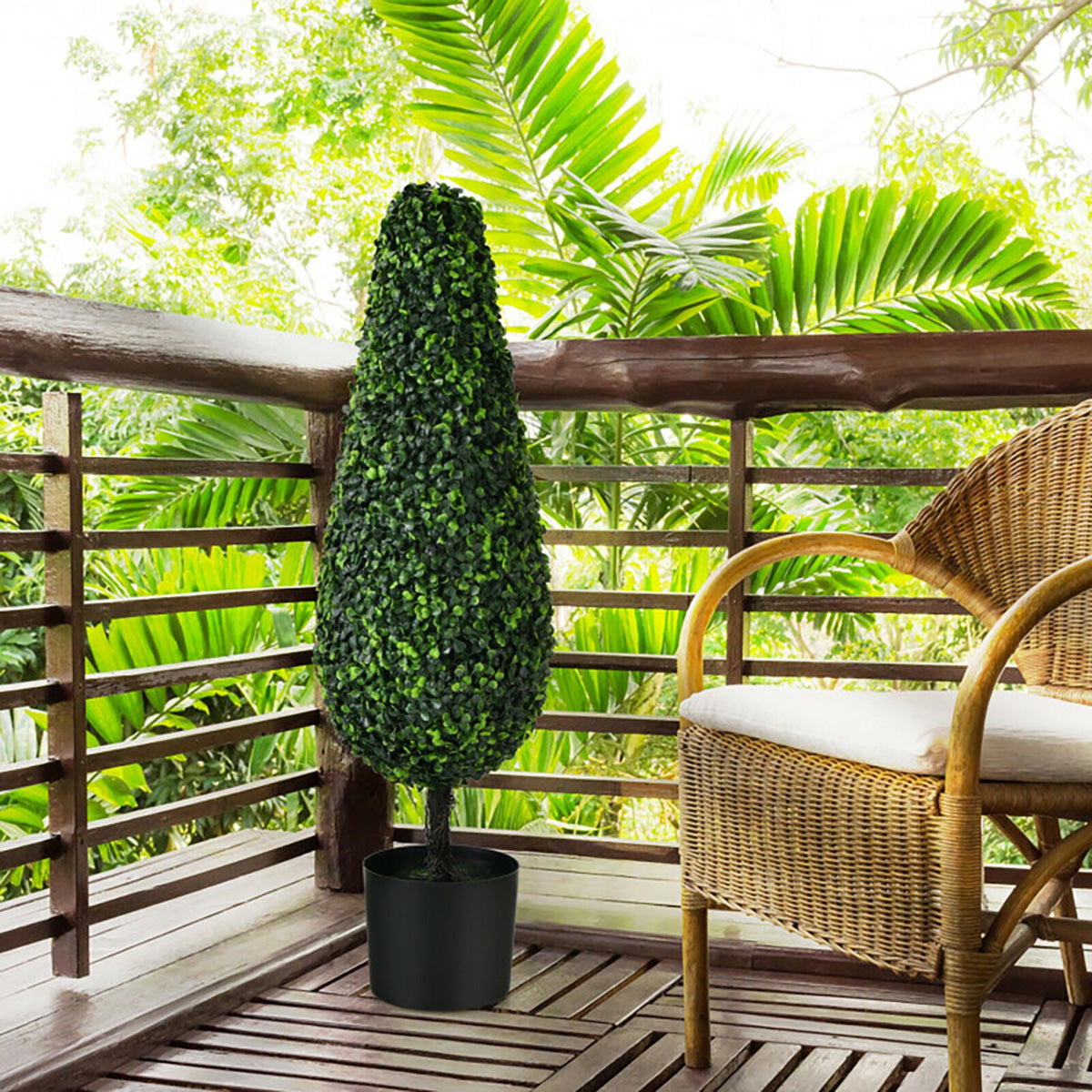 3' Artificial Boxwood Tower Topiary Trees (Set of 2)