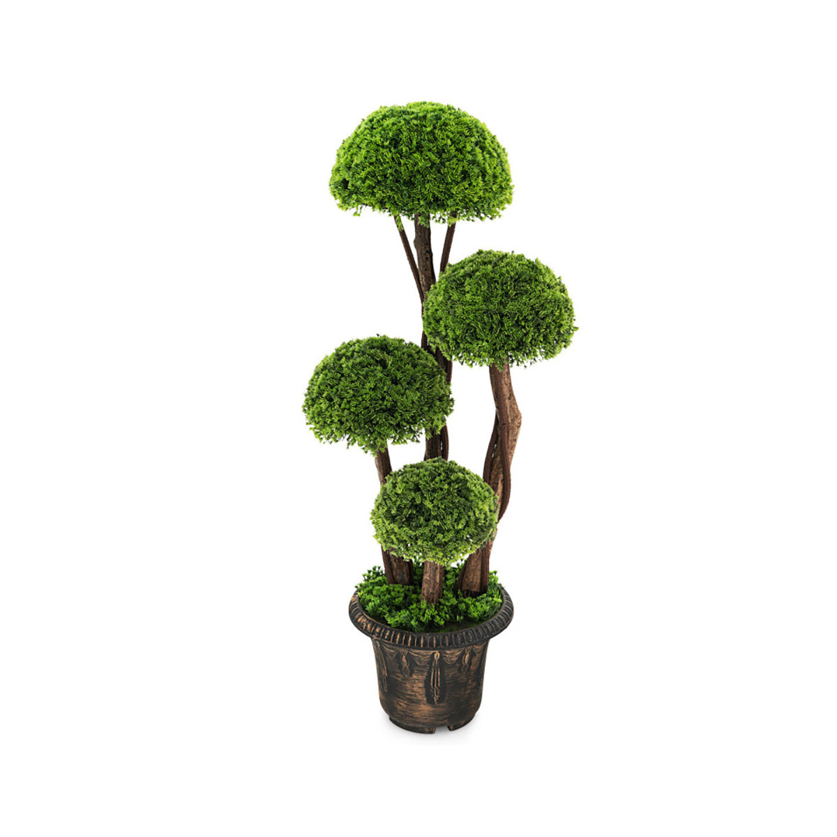 3' Artificial Cedar Topiary Tree with Rattan Trunk