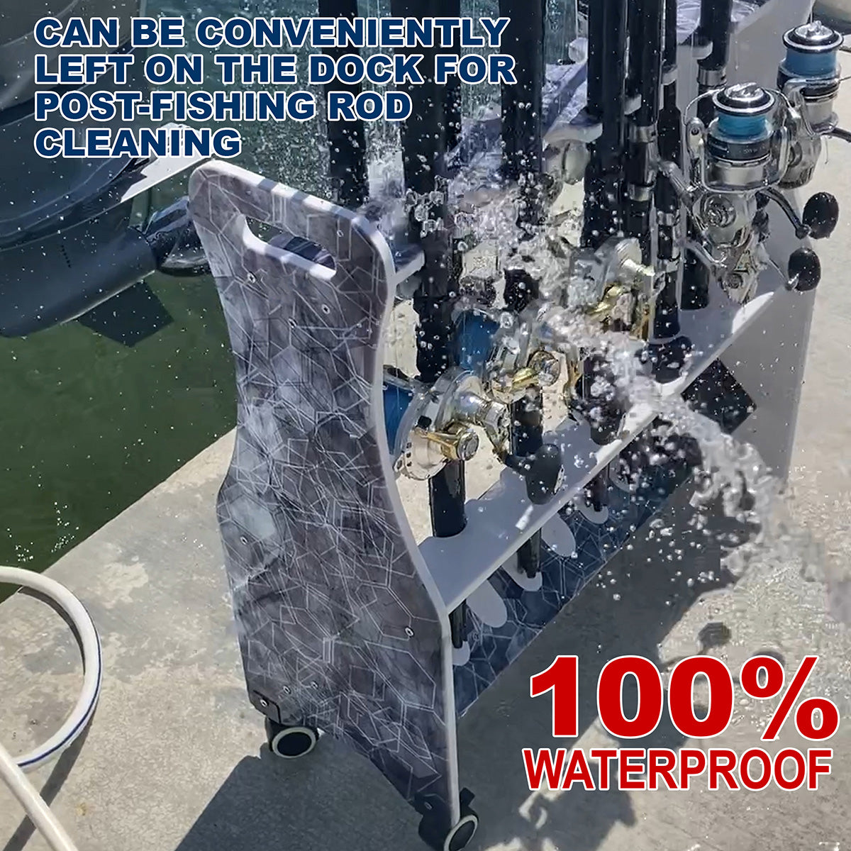 Waterproof Rolling 16 Fishing Rod Rack