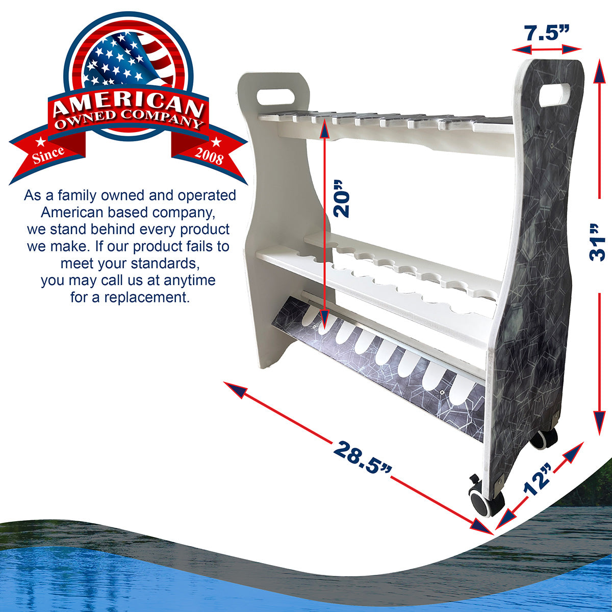 Waterproof Rolling 16 Fishing Rod Rack