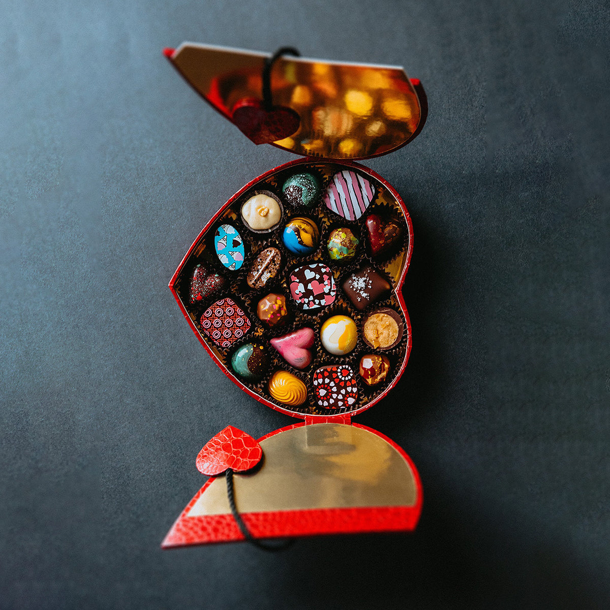 The Chocolate Season 20 Piece Faux Leather Heart Box