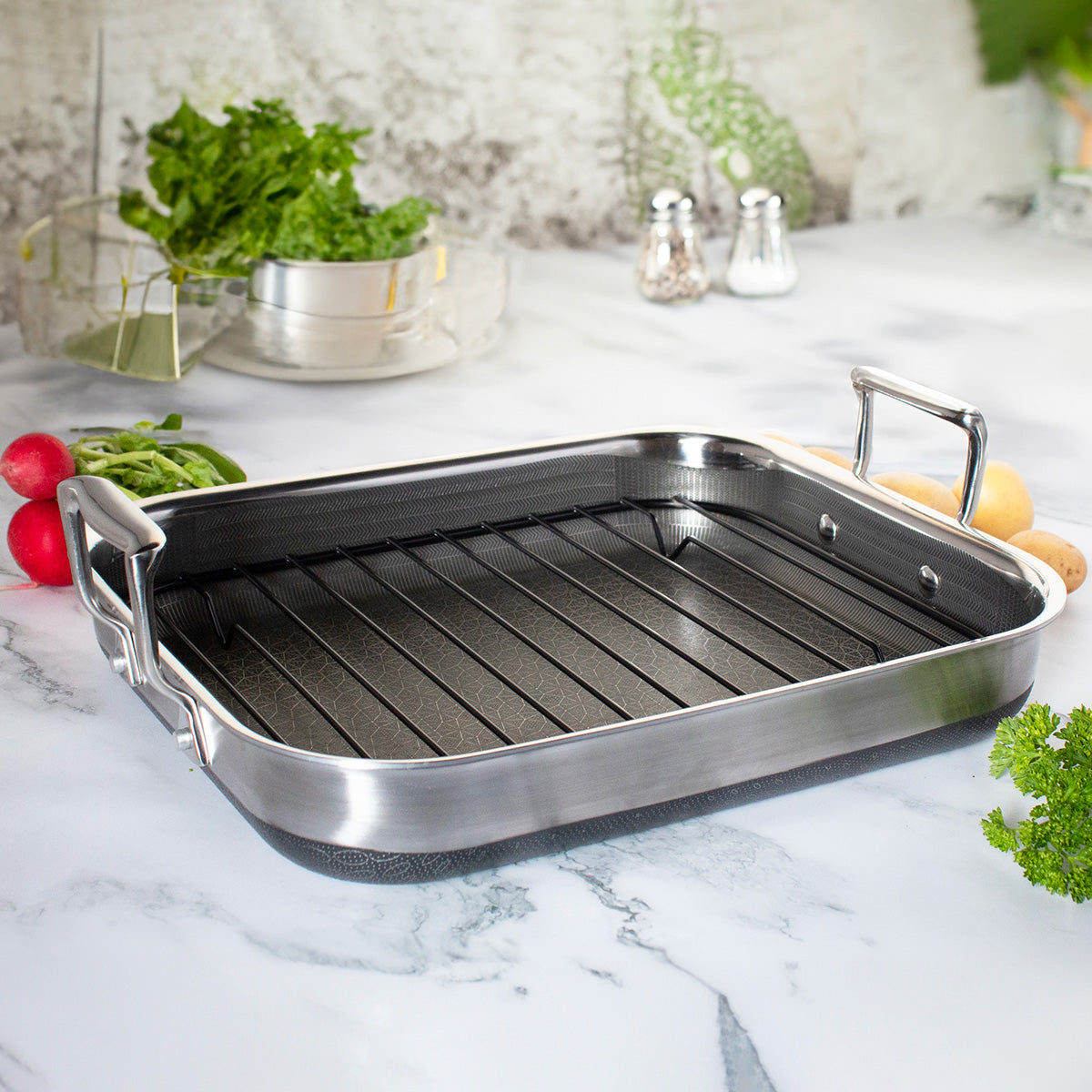 14'' Hybrid Nonstick Roasting Pan with Rack