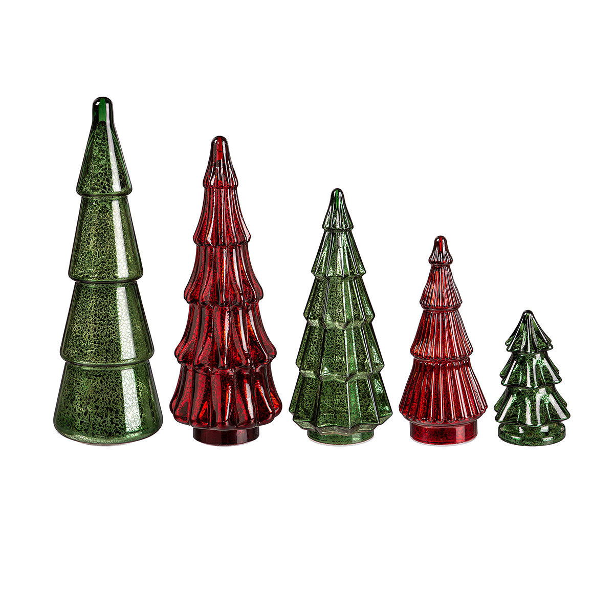 Red & Green Lighted Christmas Trees (Set of 5)