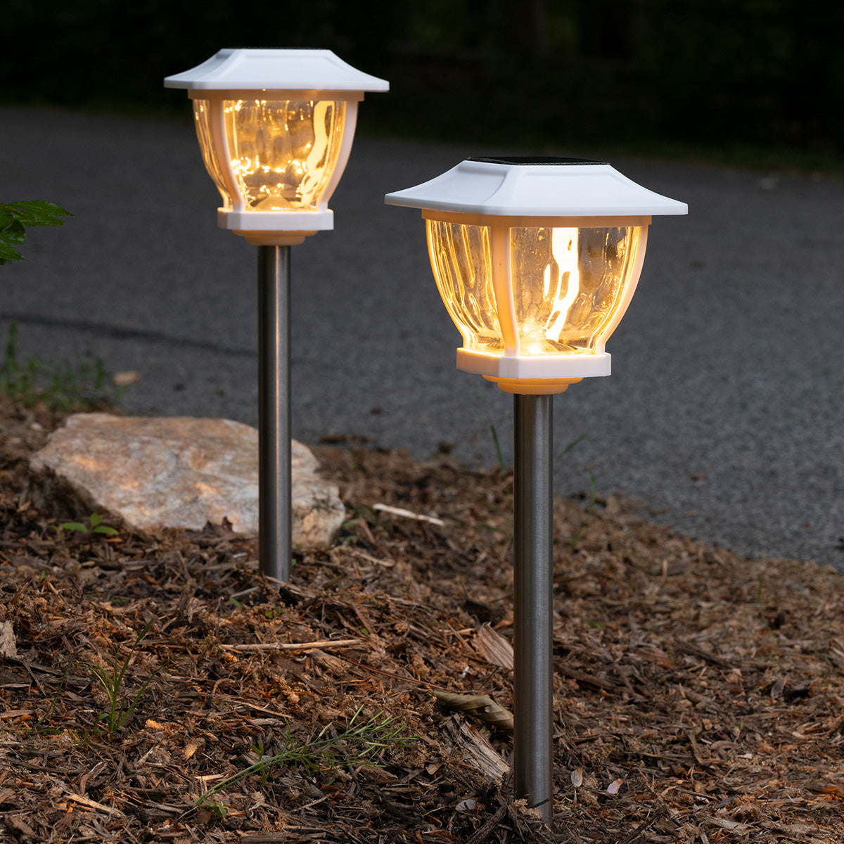 Wave Style Solar Powered Pathway Lights (Set of 2)