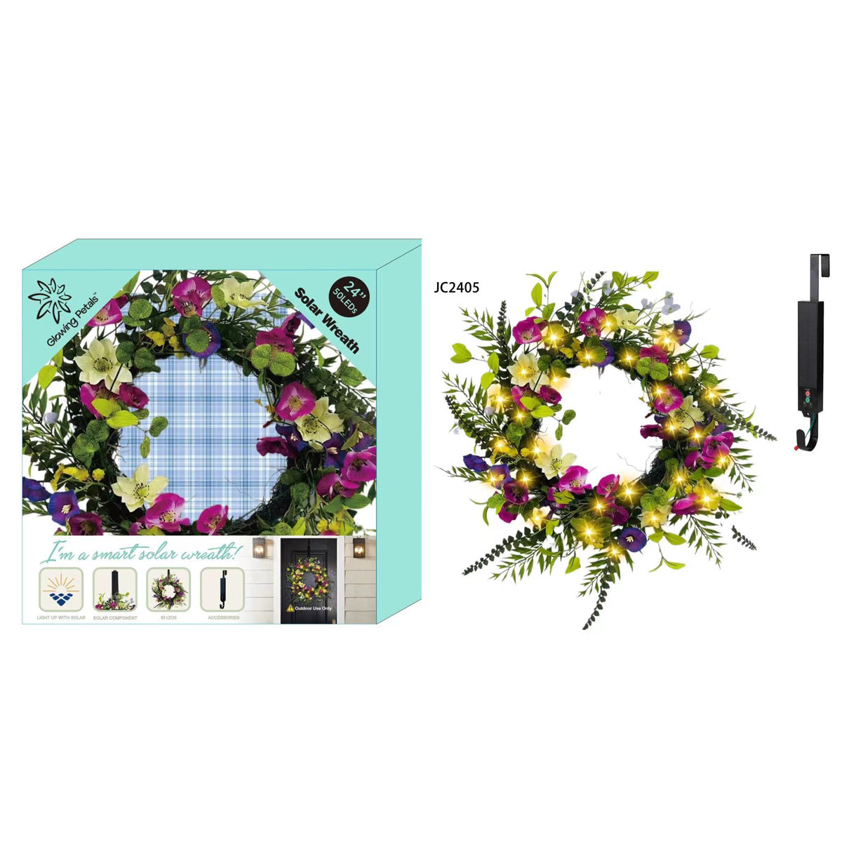 24'' Solar LED Wreath