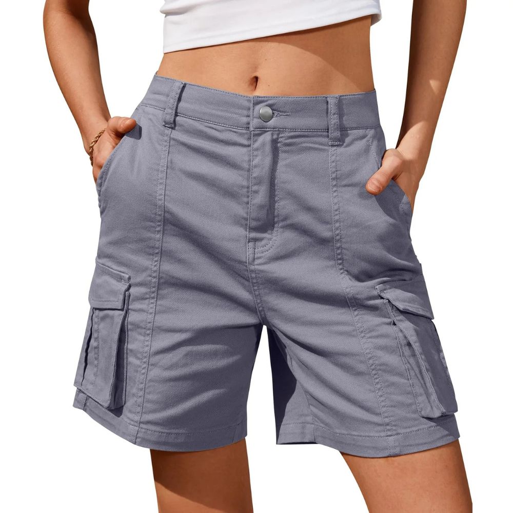 Womens Low Waist Long Work Cargo Shorts