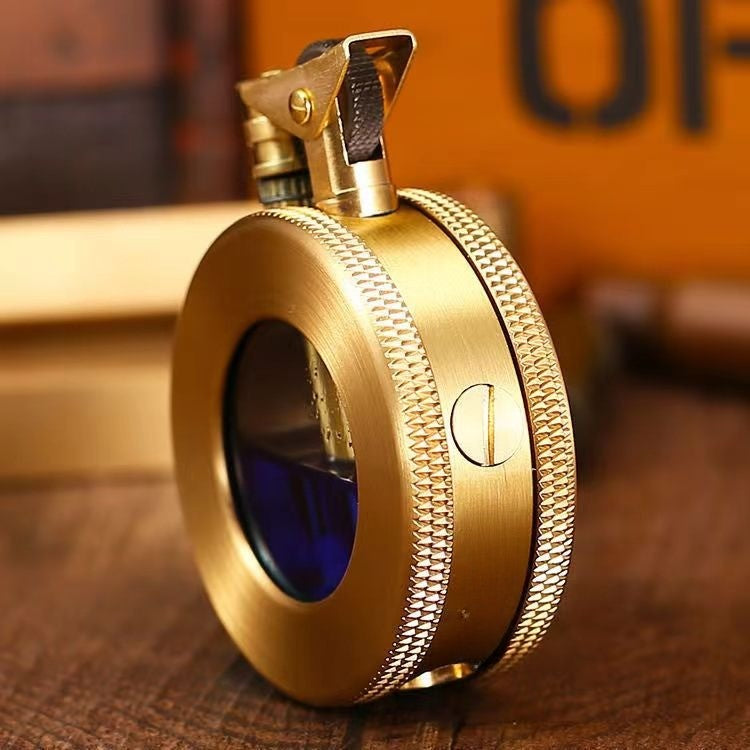 Refillable Kerosene Lighter with Flint Wheel Ignition and Brushed Metal Finish