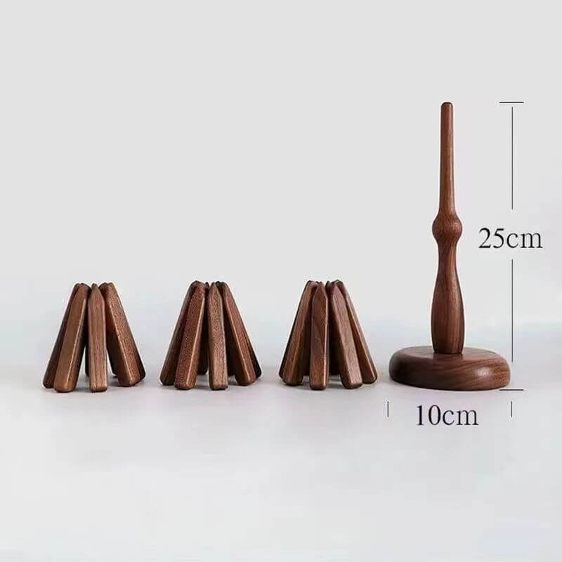 Walnut Table Mat with Heat-Resistant Thick Base and Stackable Tree Design, Oiled Finish