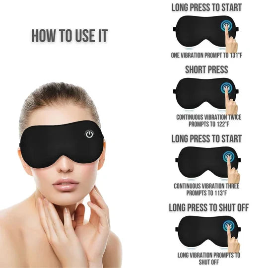 Rechargeable Heated Eye Mask with 3 Heat Modes and Removable Silk Cover