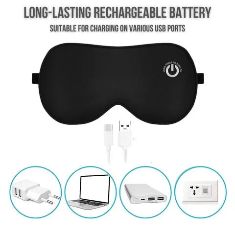 Rechargeable Heated Eye Mask with 3 Heat Modes and Removable Silk Cover