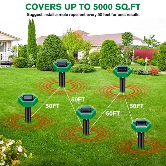 Solar Powered Ultrasonic Mole and Rodent Repeller 4 Pack