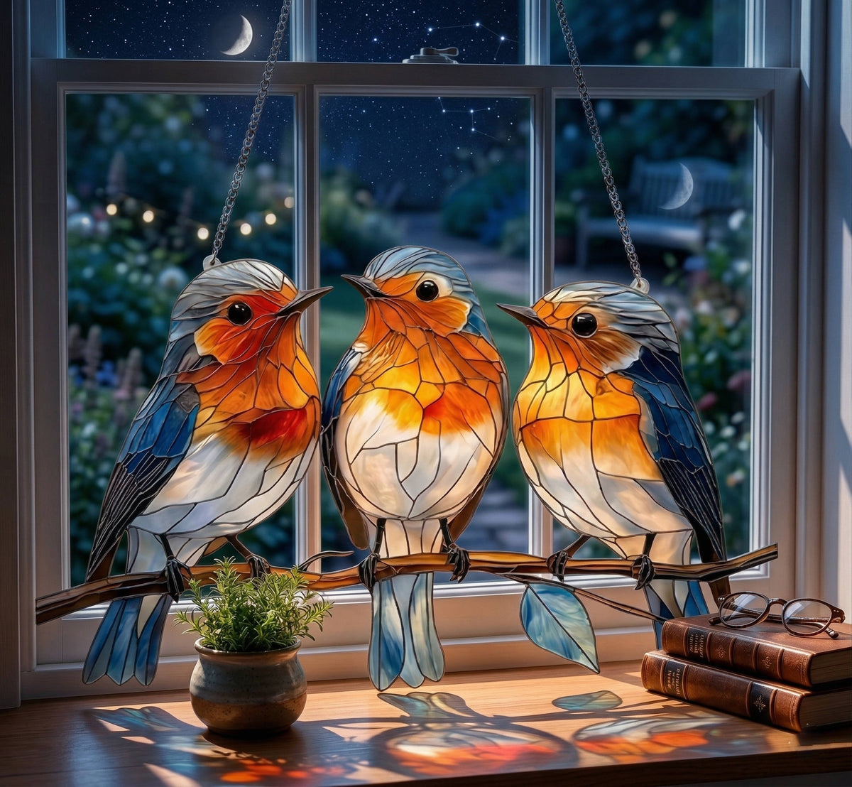 Window Suncatcher Stained Glass Bluebird Acrylic Hanging Decor