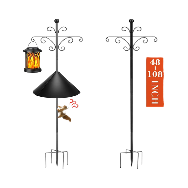 Squirrel Proof Bird Feeder Pole, Heavy-Duty 104 Inch Steel, Dual Baffles — Perchmont