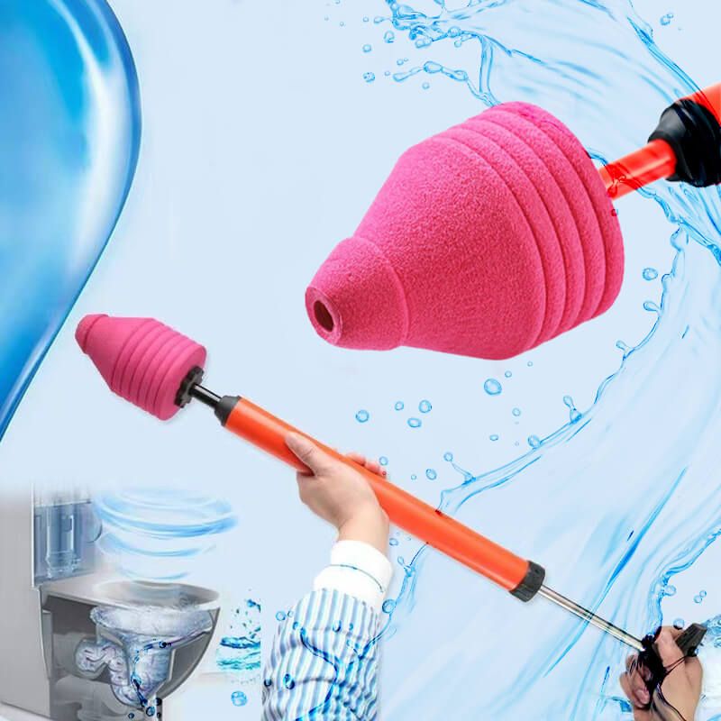 Toilet Plunger with High-Pressure Air Pump and Multiple Nozzle Adapters, Ergonomic Handle